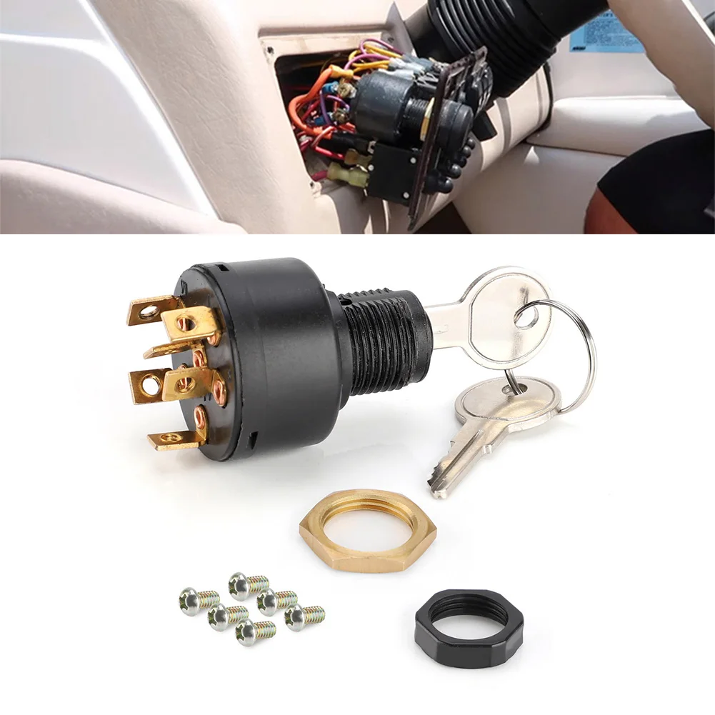 Ignition Switch for Boat Motor with Push-to-Choke Activation and 2 Keys ABS Chrome Plated Brass Stainless Steel Construction