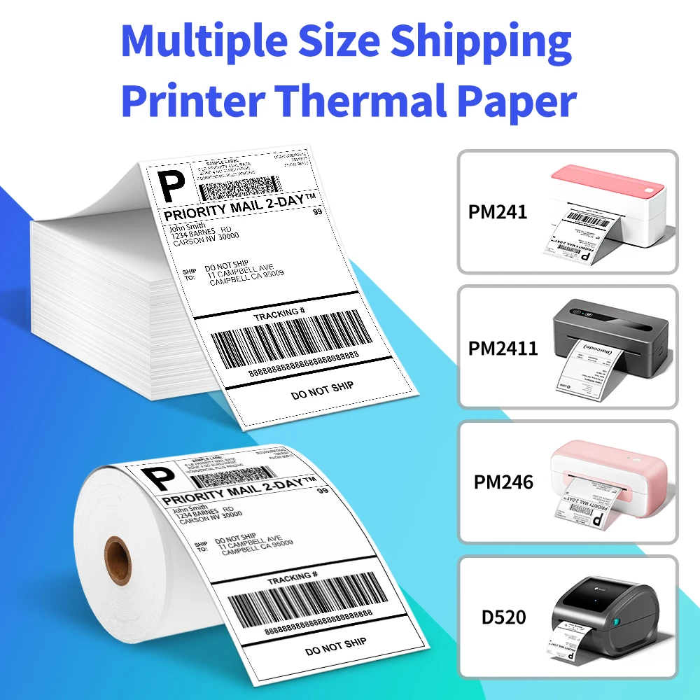 Shipping Printer Label Sticker Round Paper Square Label Color for DIY Logo Design Small Business Adress for Phomemo 2411 D450BT