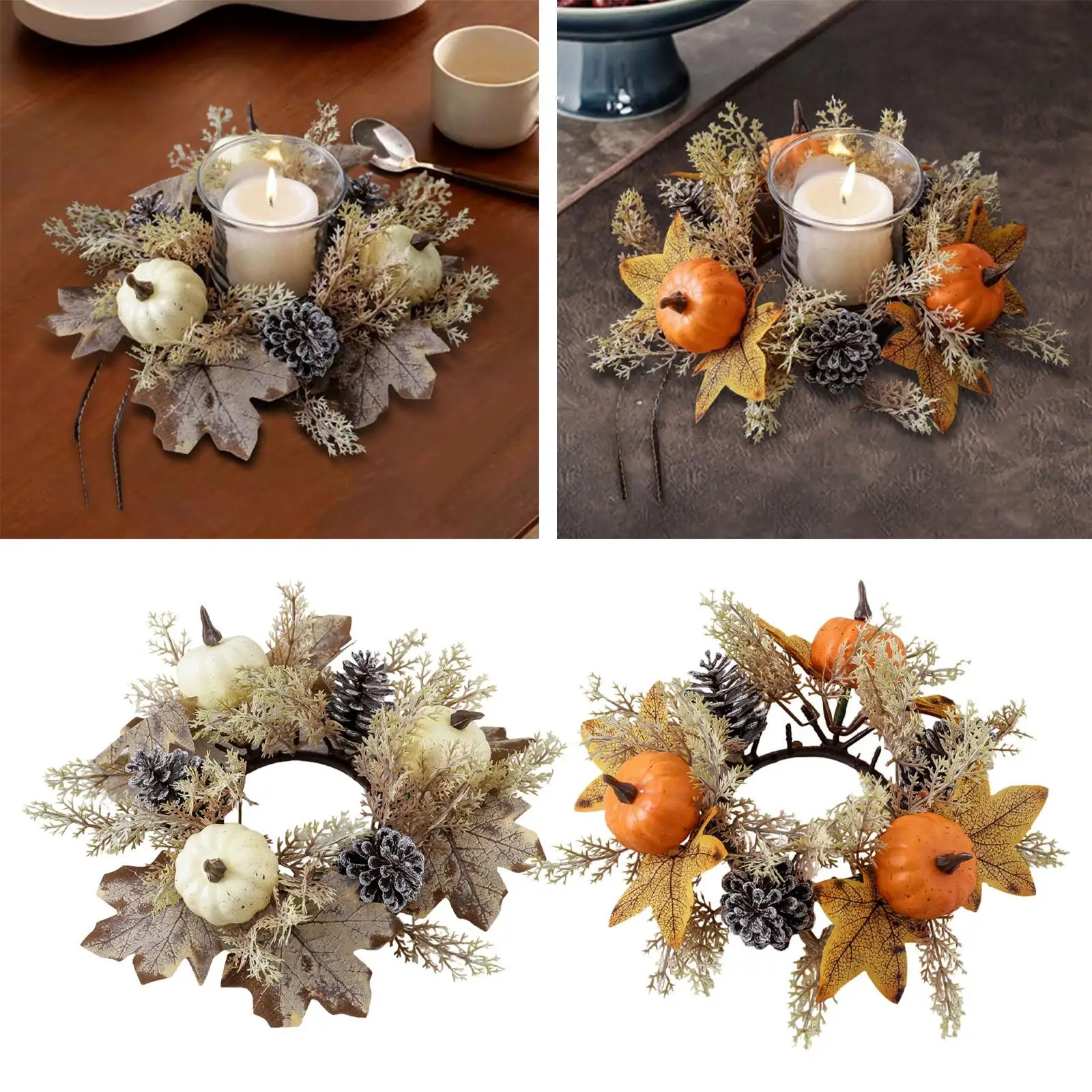 Thanksgiving kaarsring tafelblad ornament voor boerderij vakantie eetkamer