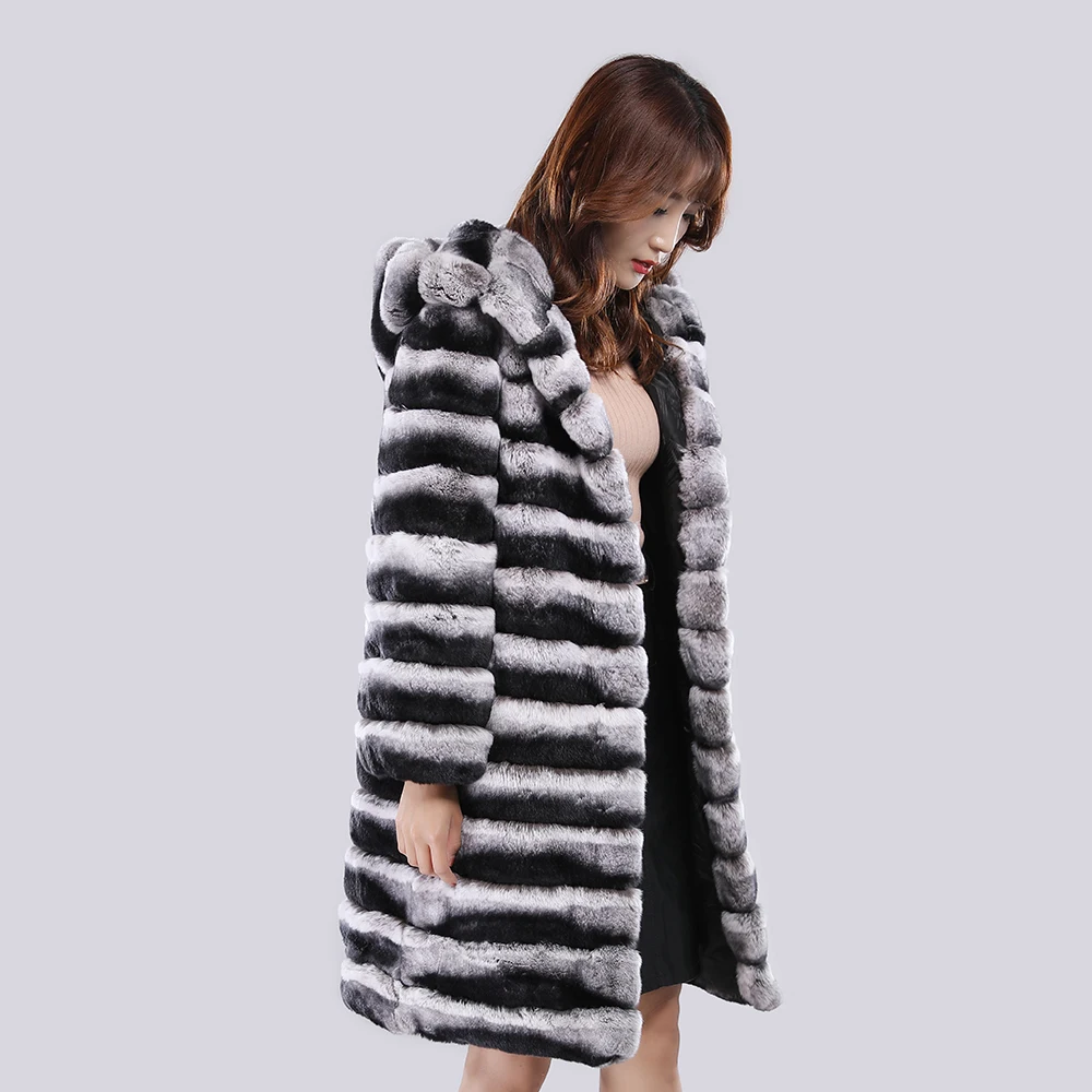 New Rabbit Fur Coat With Hood Women's Winter Coat 2025 Real Rex Rabbit Fur Coat Women Real Hot Selling Style Women's Clothing