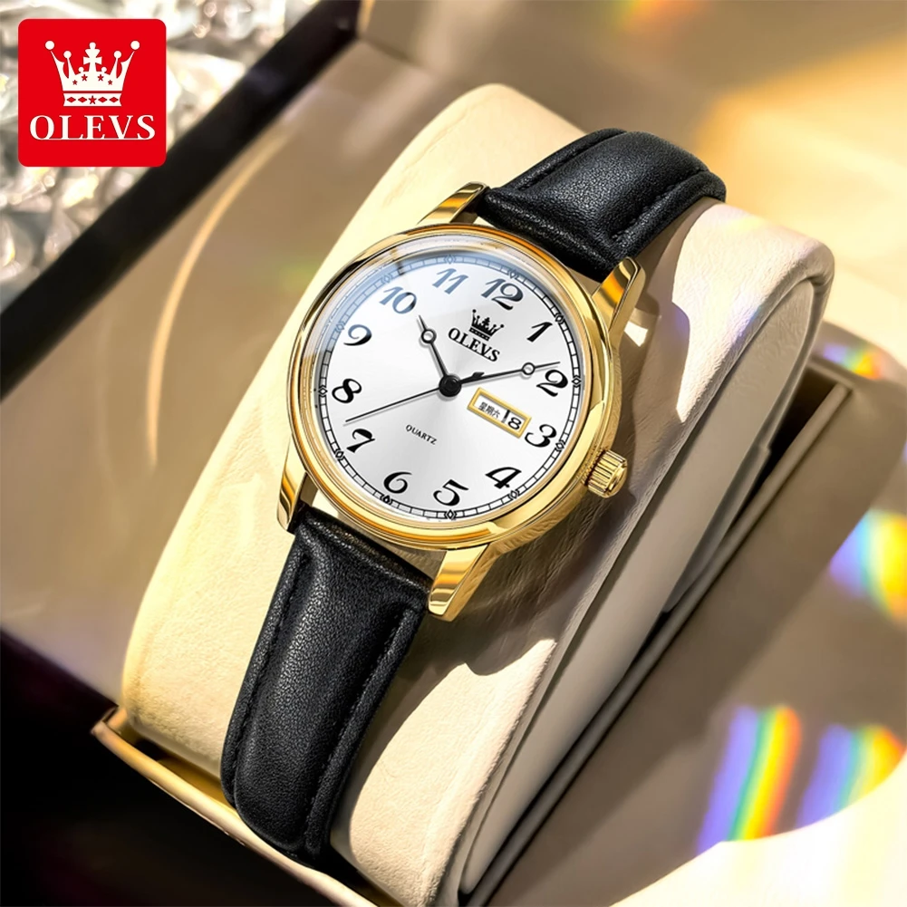 

OLEVS brand casual fashion women's watches waterproof Arabic numeral scale quartz watch for lady Weekly Calendar with the box
