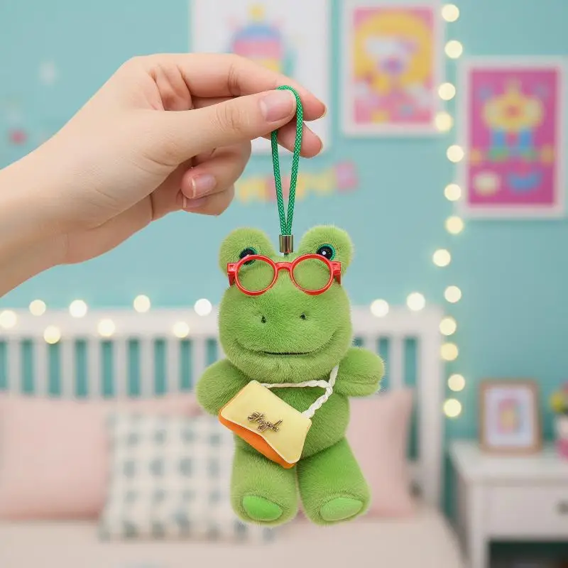 Sweet Frog Plush Keychain Adorable Stuffed Animal Bag Charm for Teenagers