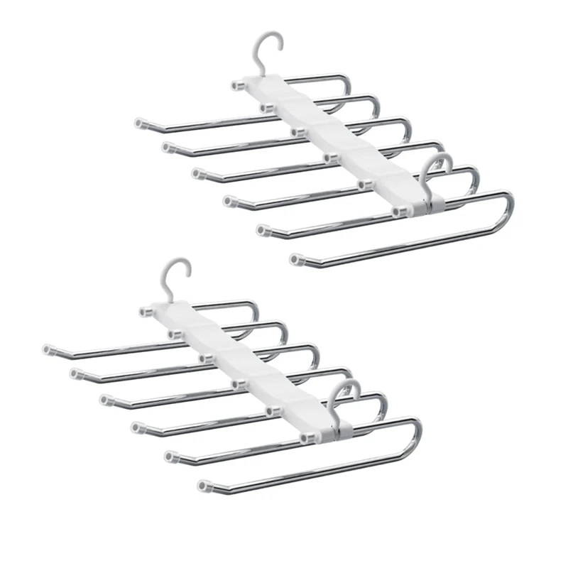 

Pants Hangers Space Saving Multifunctional 2 Pack Non Stainless Steel Multifunctional Rack Closet Organizer With Hooks