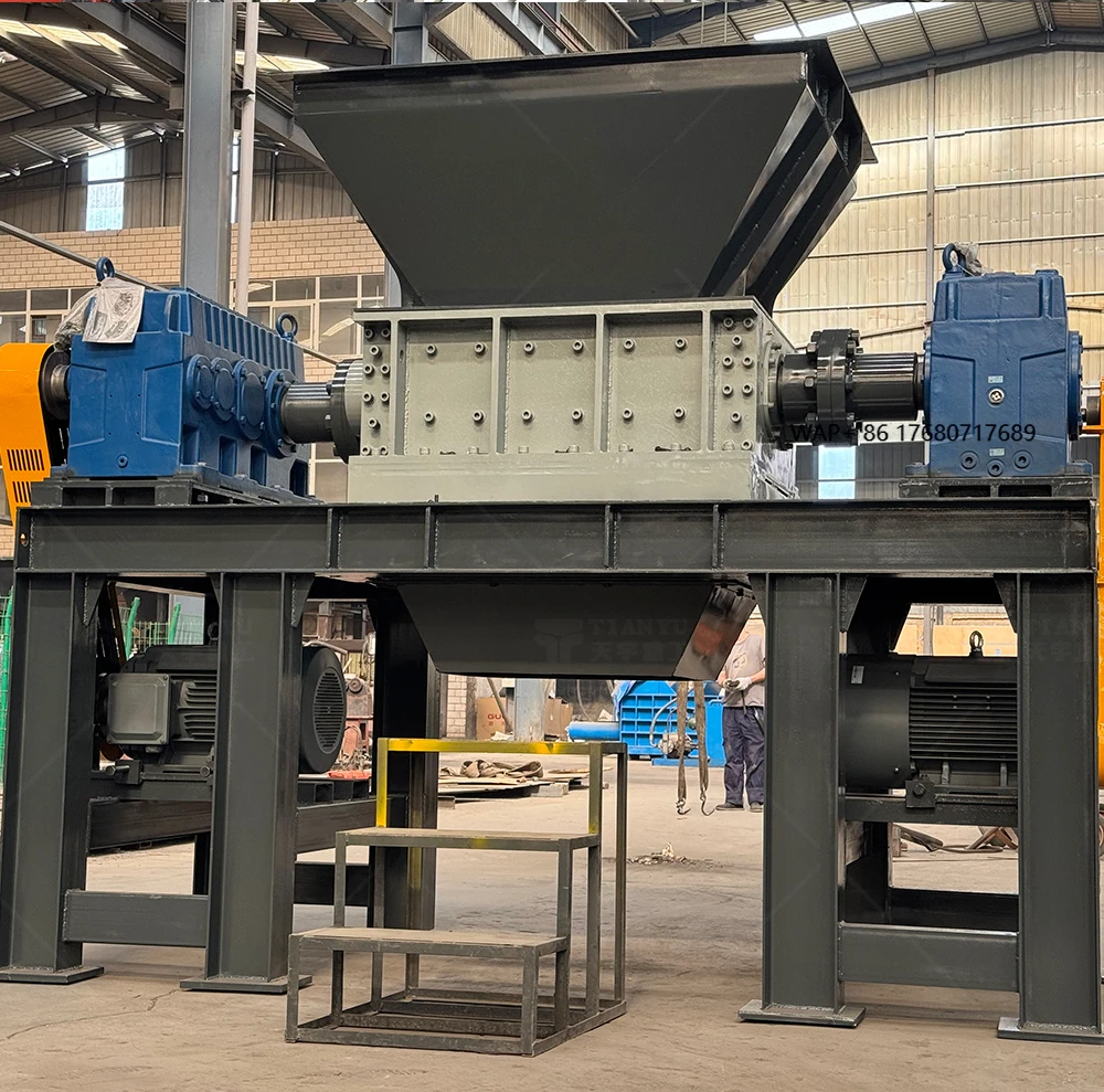 Double-shaft Shredder for Crop Residues Biomass Corn Stalks Rice Straw Wheat Stalks Reeds Bark Branches Roots