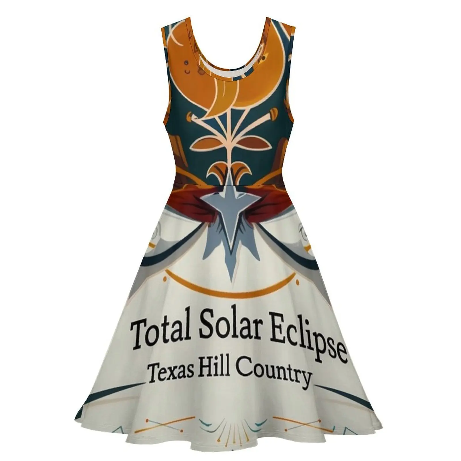 Eclipse Over Texas Hill Country: April 8, 2024 Solar Eclipse Poster Sleeveless Dress Beachwear dress for woman