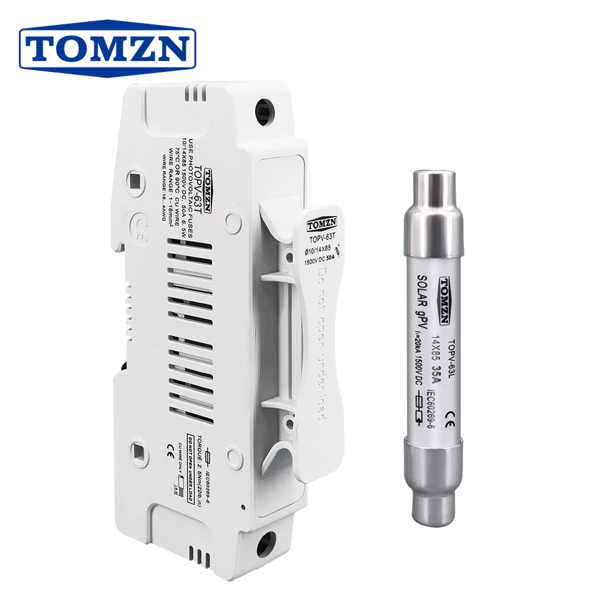 TOMZN 1P Solar PV 1500V Fuse Holder WITH 1PCS 10*85 or 14*85 PV Fuse for Solar System Protection Base Photovoltaic Protector GpV