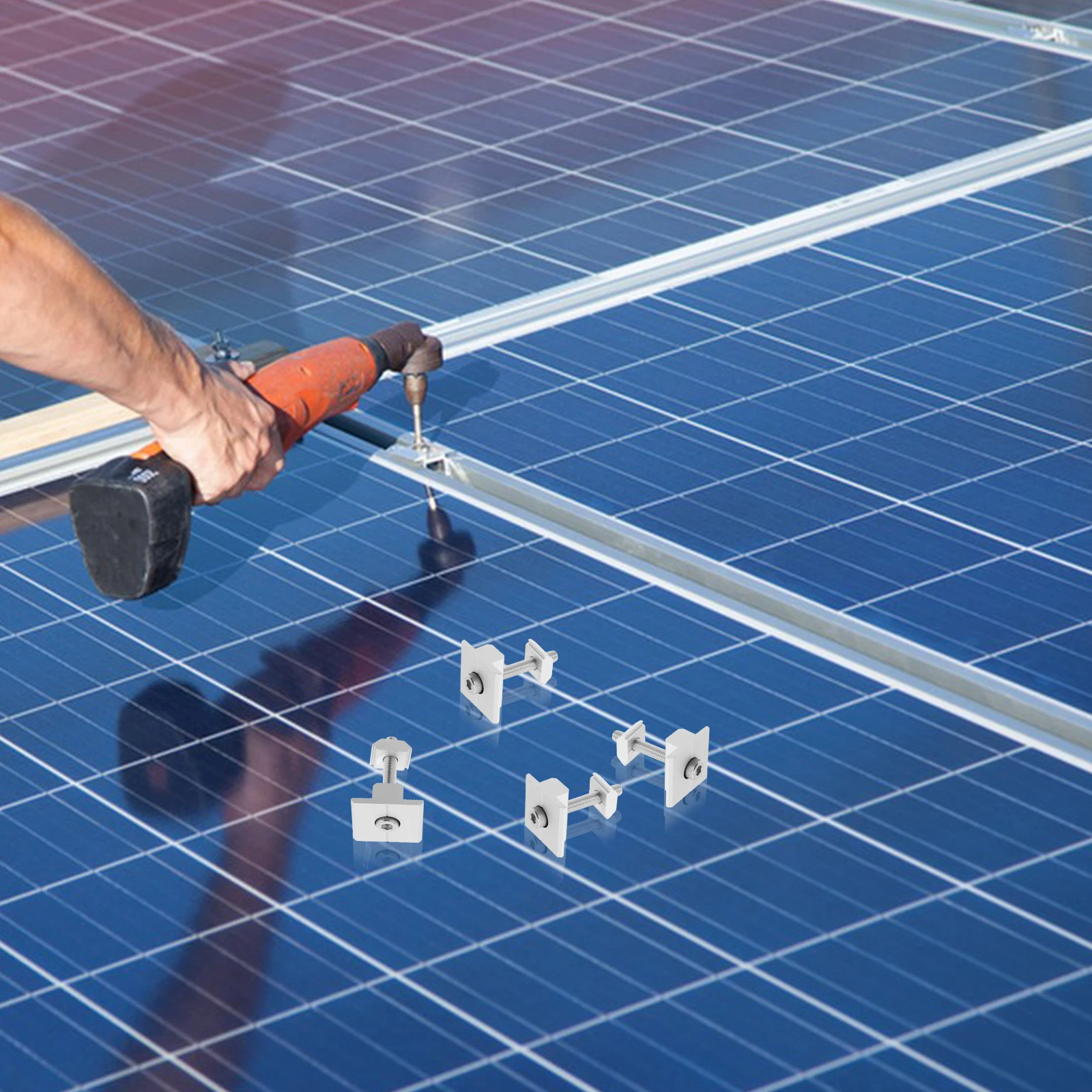 

4Pcs Aluminum Alloy Solar Panel Mid Clamps Easy Install Secure Hold for Solar Panel and Roof Mounts