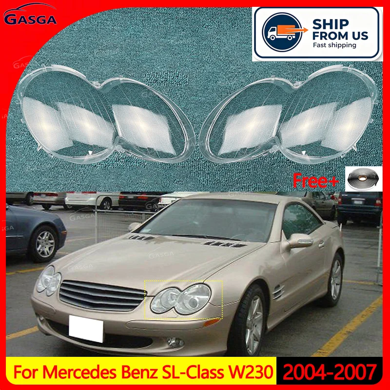 A Pair Of Headlight Housings High-Quality Headlight Covers Auto Parts For Mercedes Benz SL-Class W230 2004-2007
