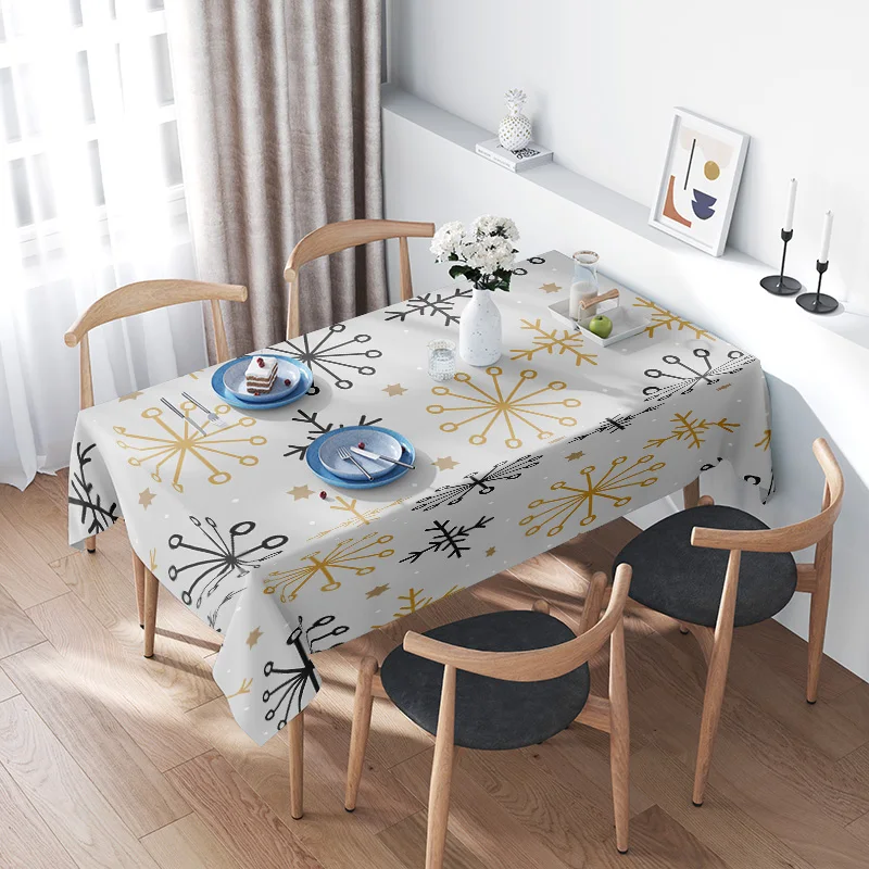 Vintage Modern Table ClothFlower Design Decorative Placemats for Dining Room Kitchen White Yellow Gold Black Print Washable Reus
