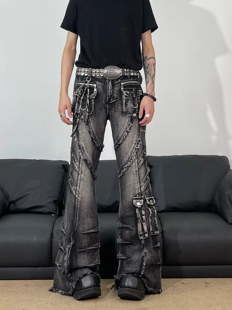 

High Waist Cotton Workwear Jeans Men Women Micro Flared Street Style American Vibe Casual Loose Fit Retro Washed out Jeans