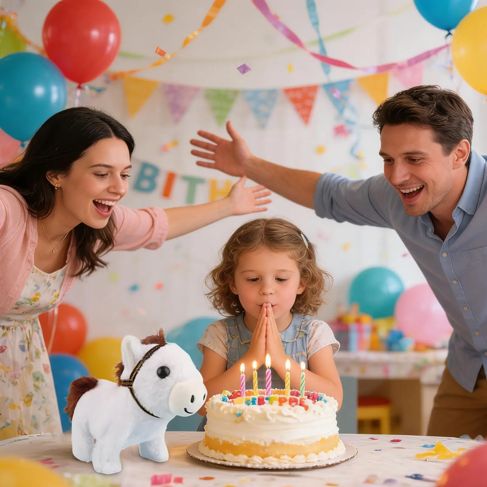 Cavallo di peluche elettrico peluche bambola elettronica simulazione animale domestico che cammina giocattolo oscillante per figurine di bambole da gioco a casa