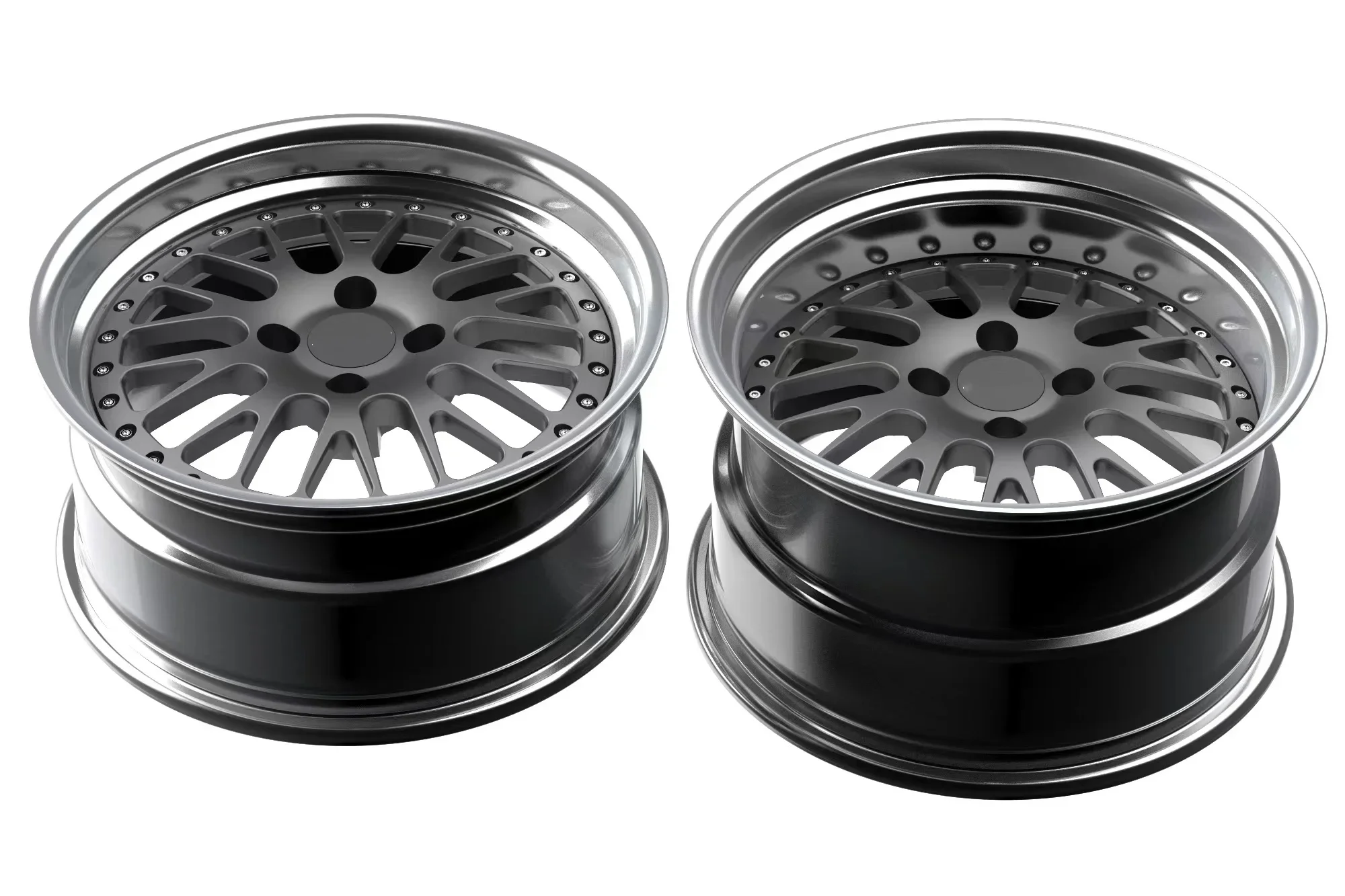 Polishing design 17 inch 4 holes 4x108 alloy two pieces forged wheels rims deep dish fit for Mustang