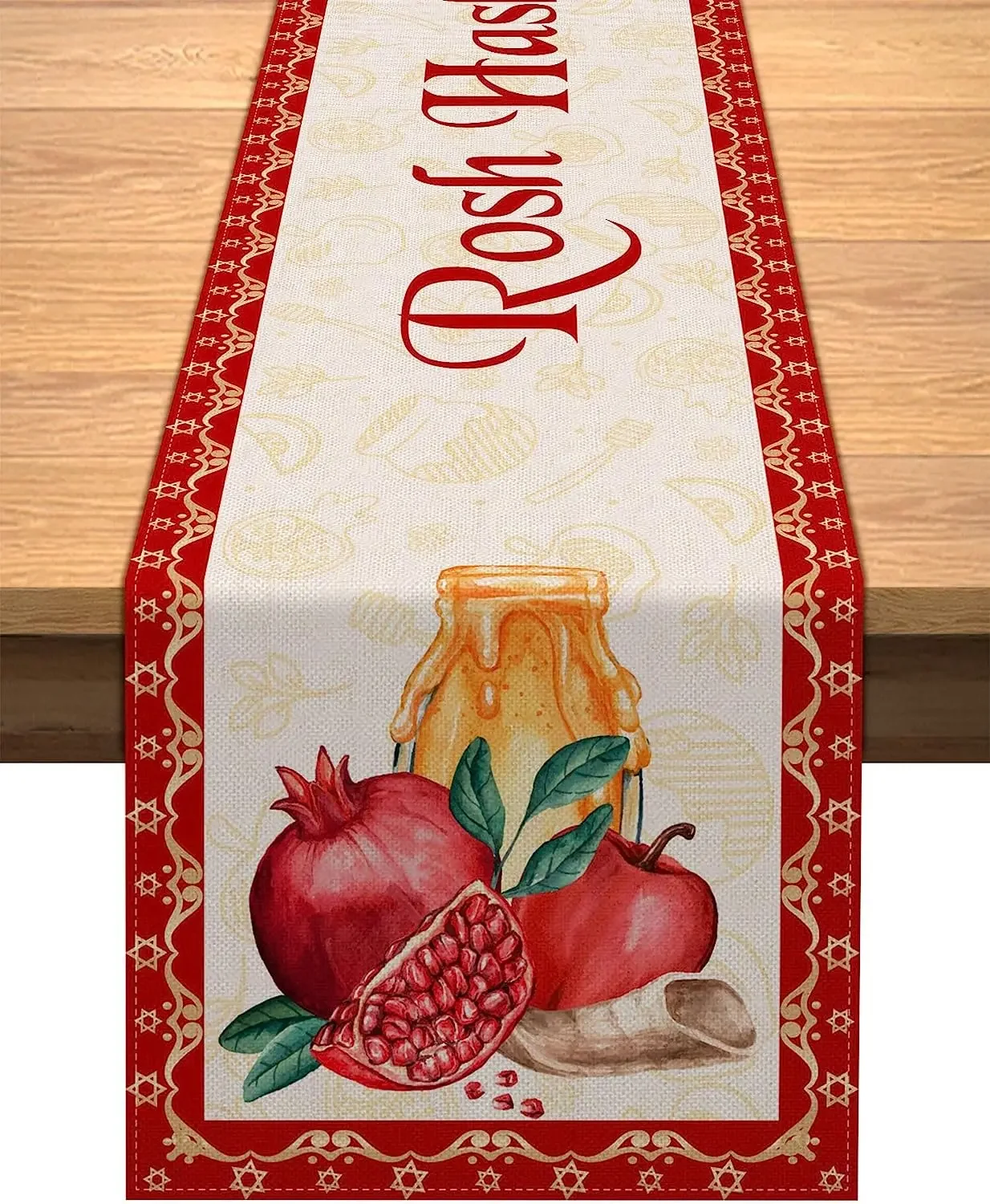 Linen Rosh Hashanah Table Runner Shana Tova Table Decoration Jewish New Year Party Home Kitchen Dining Room Table Decor