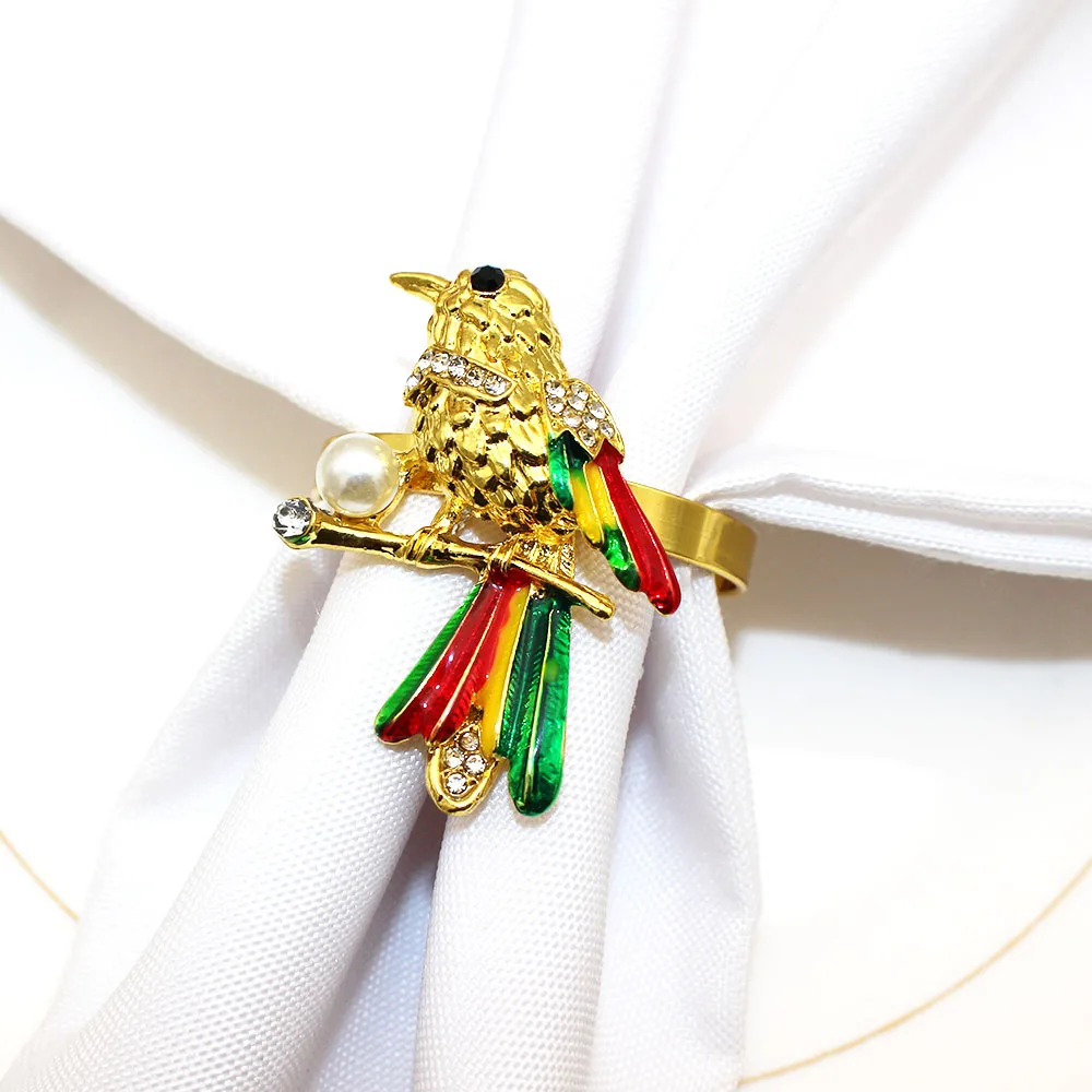 4Pcs Gold Magpie Bird Napkin Ring Farmhous Napkin Buckle for Christmas Thanksgiving Birthday Party Wedding Table Decor