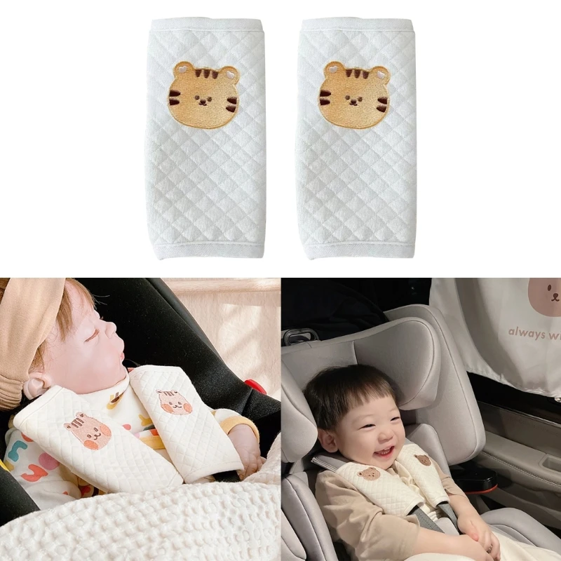 2Pcs/set Cartoon Animal Print Shoulder Belt Covers for Most Infant Stroller Cart