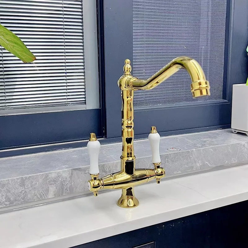 

Basin Faucet brass Chrome 360 degree rotating Europe Style Gold kitchen sink faucet mixer tap basin faucet