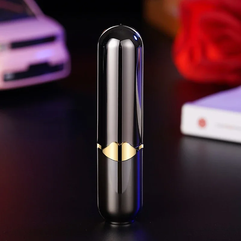 Metal Winproof Gradient Color Lipstick Lighter for Women High-value Butane Gas Trend Gift Smoking Gadgets Cigarette Accessories