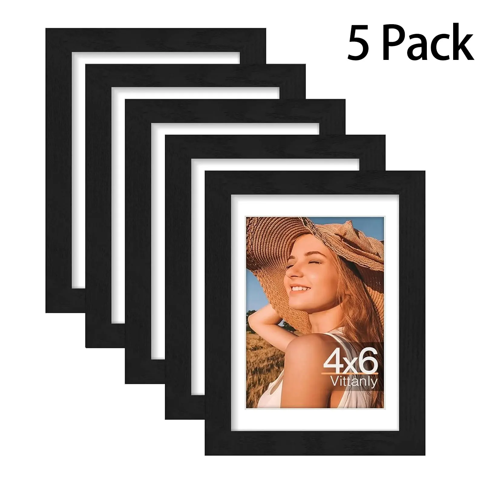 Paquete de 5/10 Marcos Magnéticos Negros para Fotos de 4×6 Pulgadas con Respaldo Autoadhesivo, Aptos para Papel, Soporte Magnético para Letreros de 4×6 Pulgadas