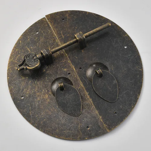 Imagen 1 del producto Cerradura de puerta Retro de doble apertura, manija de folio para puerta de gabinete, manija redonda de hierro, placa de bloqueo de muebles Ming y Qing, candado chino