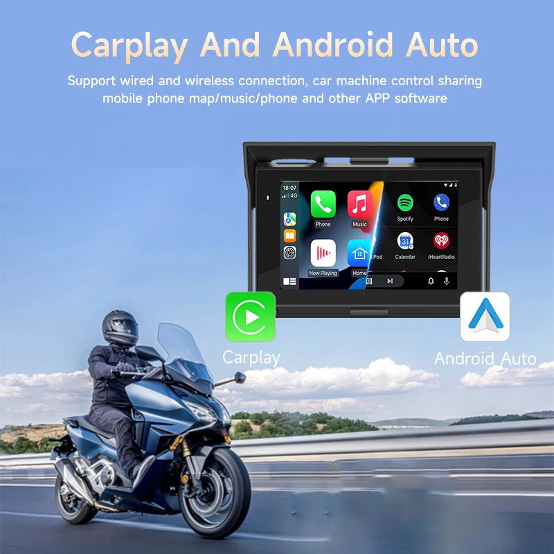 Motorcycle portable car MP5 wireless carplay mobile phone waterproof touch screen Bluetooth outdoor navigation driving recorder