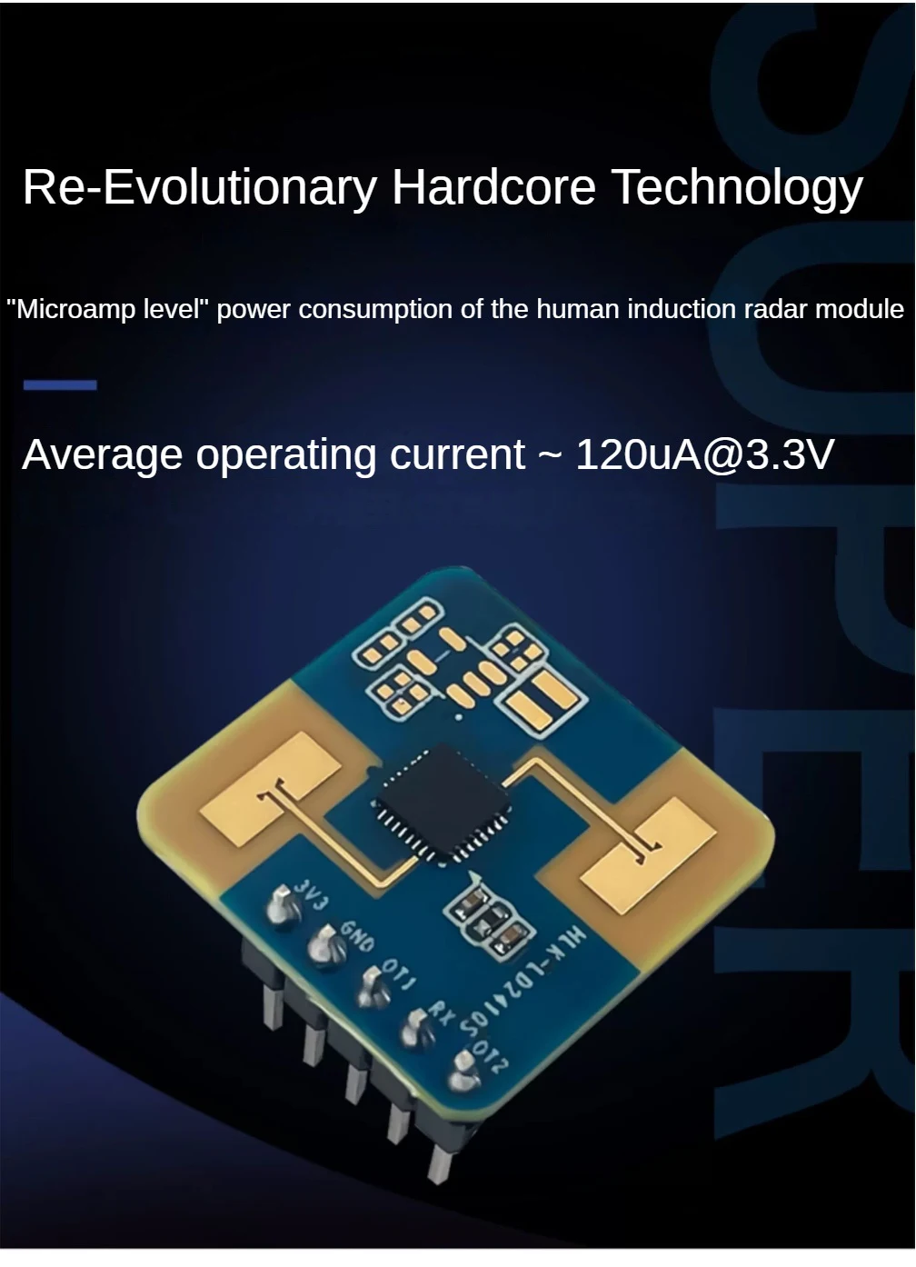 HLK-LD2410S 24G FMCW Mikroampere Niedrigenergie-Radarsensormodul zur Erkennung menschlicher Anwesenheit, 24GHz Millimeterwellen-Bewegungsmelder – Detail 1