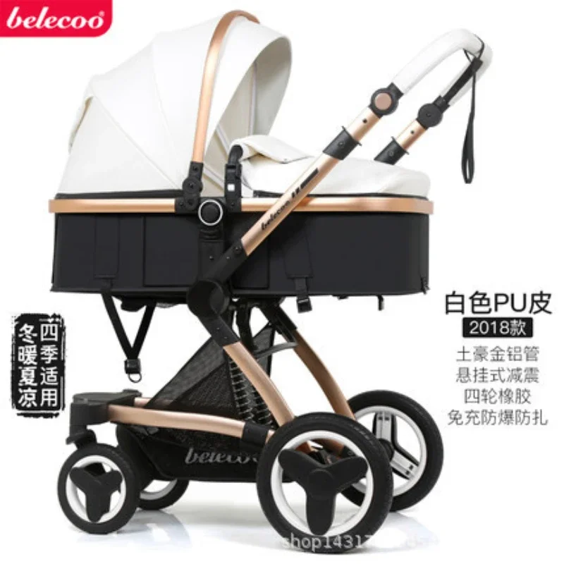 

Belecoo High Landscape Baby Stroller Carrying Basket Can Sit Lie Down Fold Have Two-way Shock Absorption Baby Push