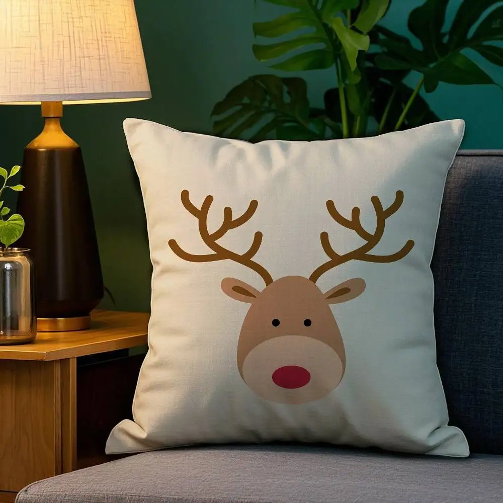 Weihnachten Santa und Hirsch Kissenbezug Sofa Wohnzimmer Schlafzimmer doppelseitiger Druck quadratisches Kissen Nickerchen Zeit Kissenbezug