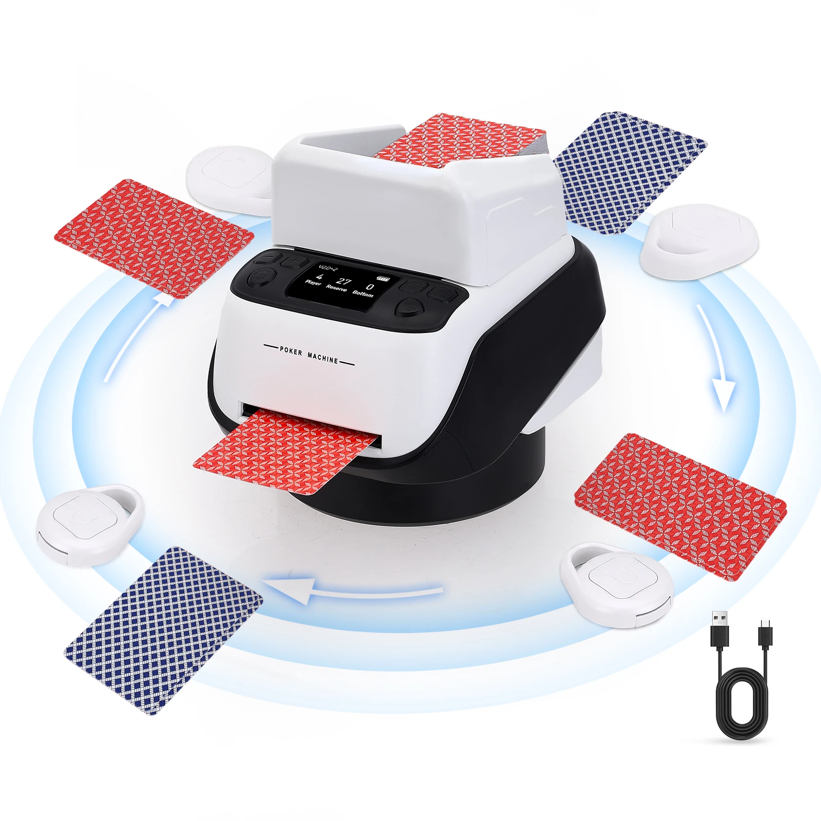 360 °   Draaibare 2-in-1 speelkaarten schuif- en verdeeltool, automatische kaarten schuif- en dispenser, poker tool kit