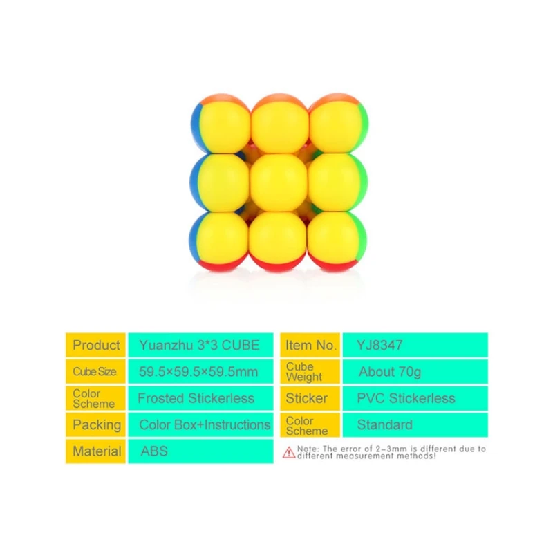 Yongjun YJ الملونة أسطواني الكرة حبة مكعب 3x3 سرعة أُحجية مكعبات 3x3x3 المكعبات السحرية