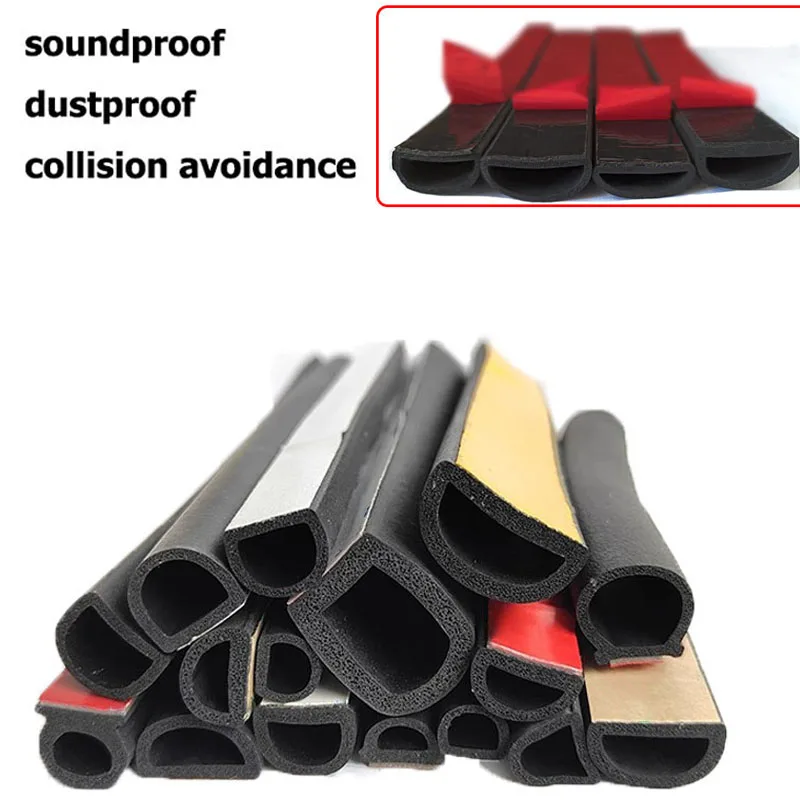 Picture 3: 1/5Meter D-type Hollow Semi-circular Self-adhesive Sealing Strip Auto Rubber Seal Soundproof EPDM Car Door Seal Strip