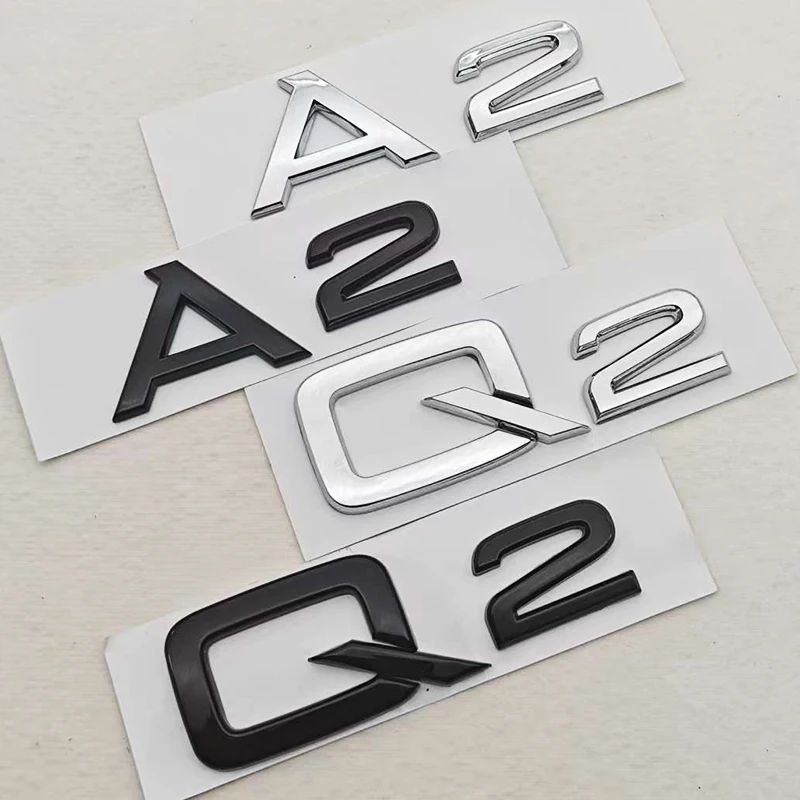 3D ABS Car Letters Logo A1 A2 Q2 Rear Trunk Badge Sticker Decals For Audi A1 A2 Q2 Auto Tail Marking Accessories