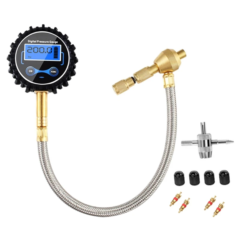 Digital Tire Pressure Gauge 0-200PSI Calibrated to Accuracy of 0.1 4 Settings Compatible w/ Car SUV RV Truck Motorcycle