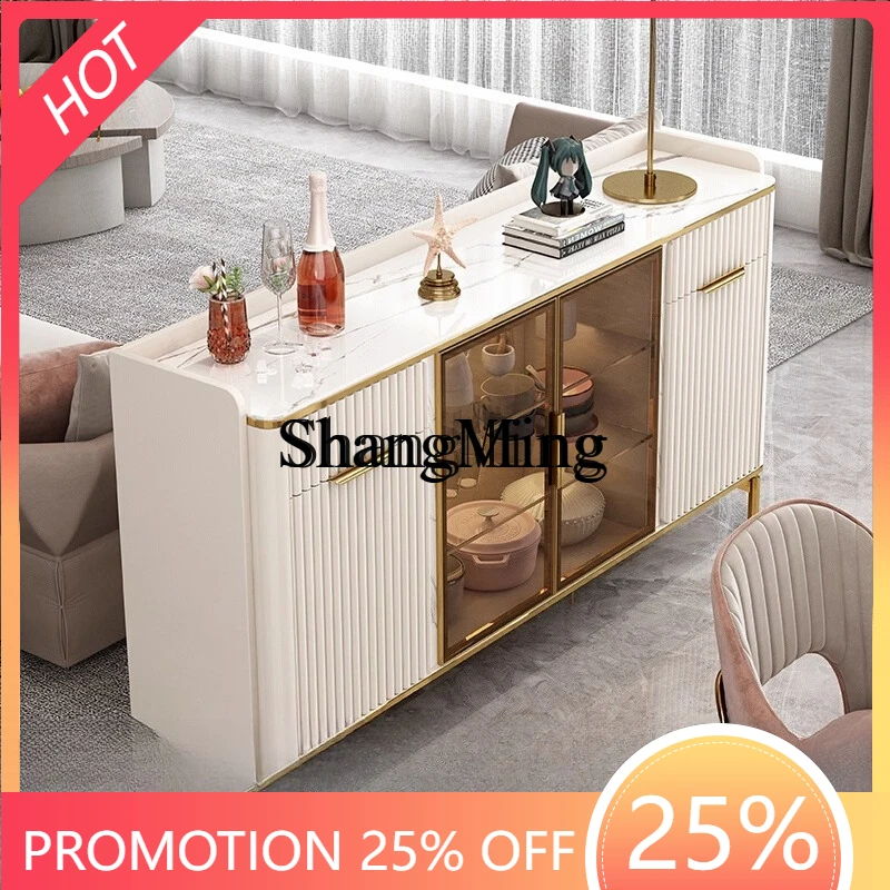 

ZYY exquisite premium light luxury rock slab dining side cabinet sofa backrest glass door locker