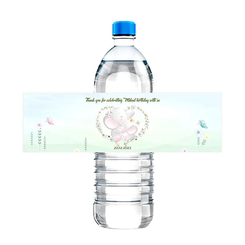 30 Pieces, Custom Personalized Floral Wedding Water Bottle Labels, Stickers, Birthday, Anniversary, Waterproof