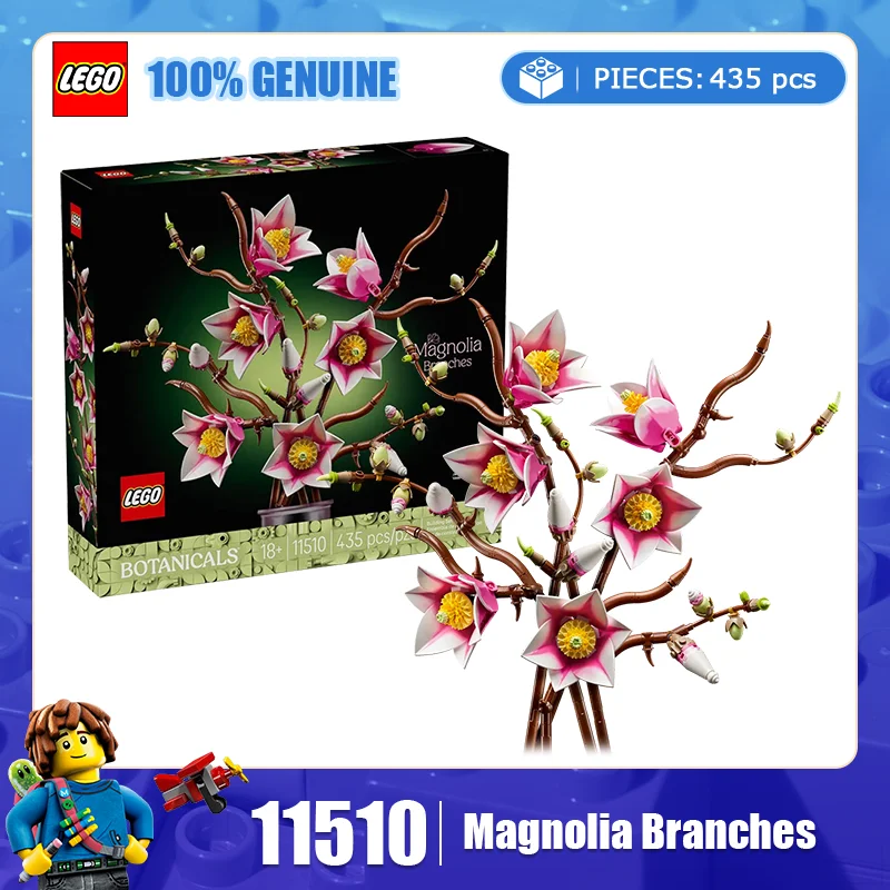 

Строительные блоки Lego, серия цветочных растений 11510, букет из веток магнолии, детская игрушка-головоломка для мальчиков и девочек, подарок