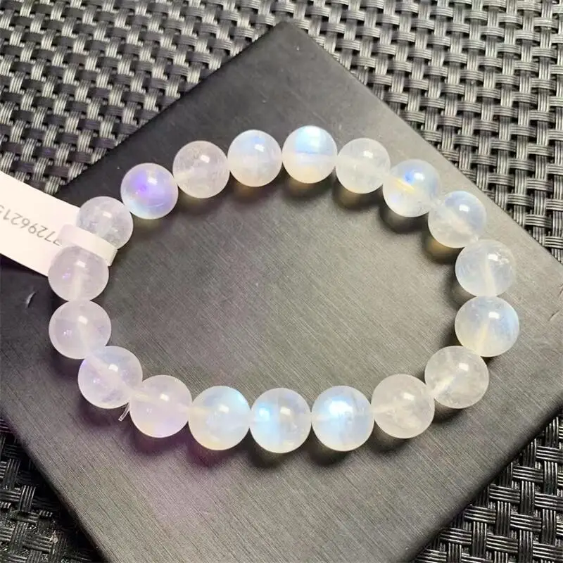

10.5MM Natural Blue Moon Stone Bracelet For Women Men Love Gift Crystal Beads Strands Jewelry Gift 1PCS