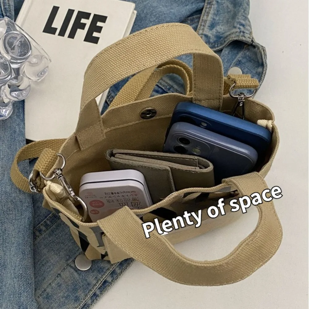 حقيبة كتف للنساء من القماش بلون سادة حقيبة ساعي البريد حقيبة حمل عصرية مطبوعة بحروف كاجوال حقيبة كروس ذات سعة كبيرة #3