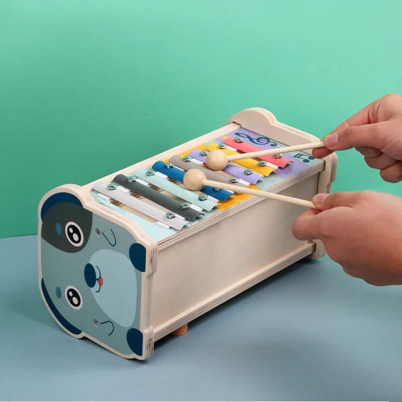 Hämmerndes Hämmerspielzeug aus Montessori-Holz mit Hämmerbank, Zahlensortierung und Labyrinthfunktionen, Geschenk für die frühe Entwicklung für Kinder