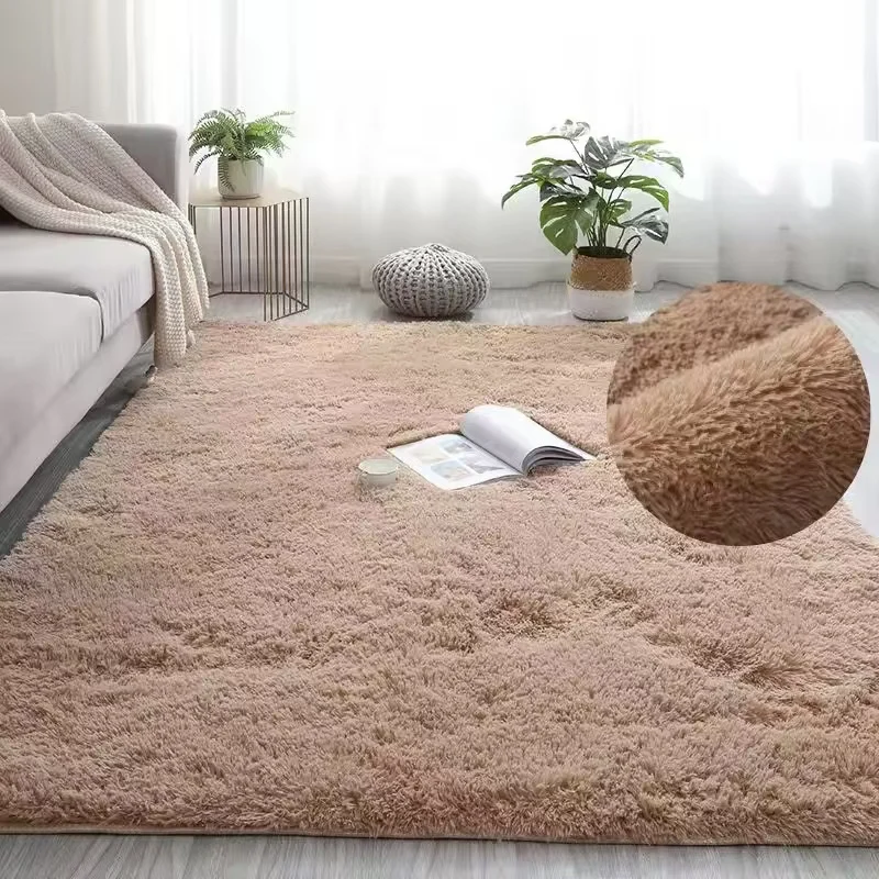 

VIKAMA Silk Wool Solid Color Carpet Home Decor Soft Non-Slip Machine Washable Absorb Water For Living Room Bedroom Women's Room