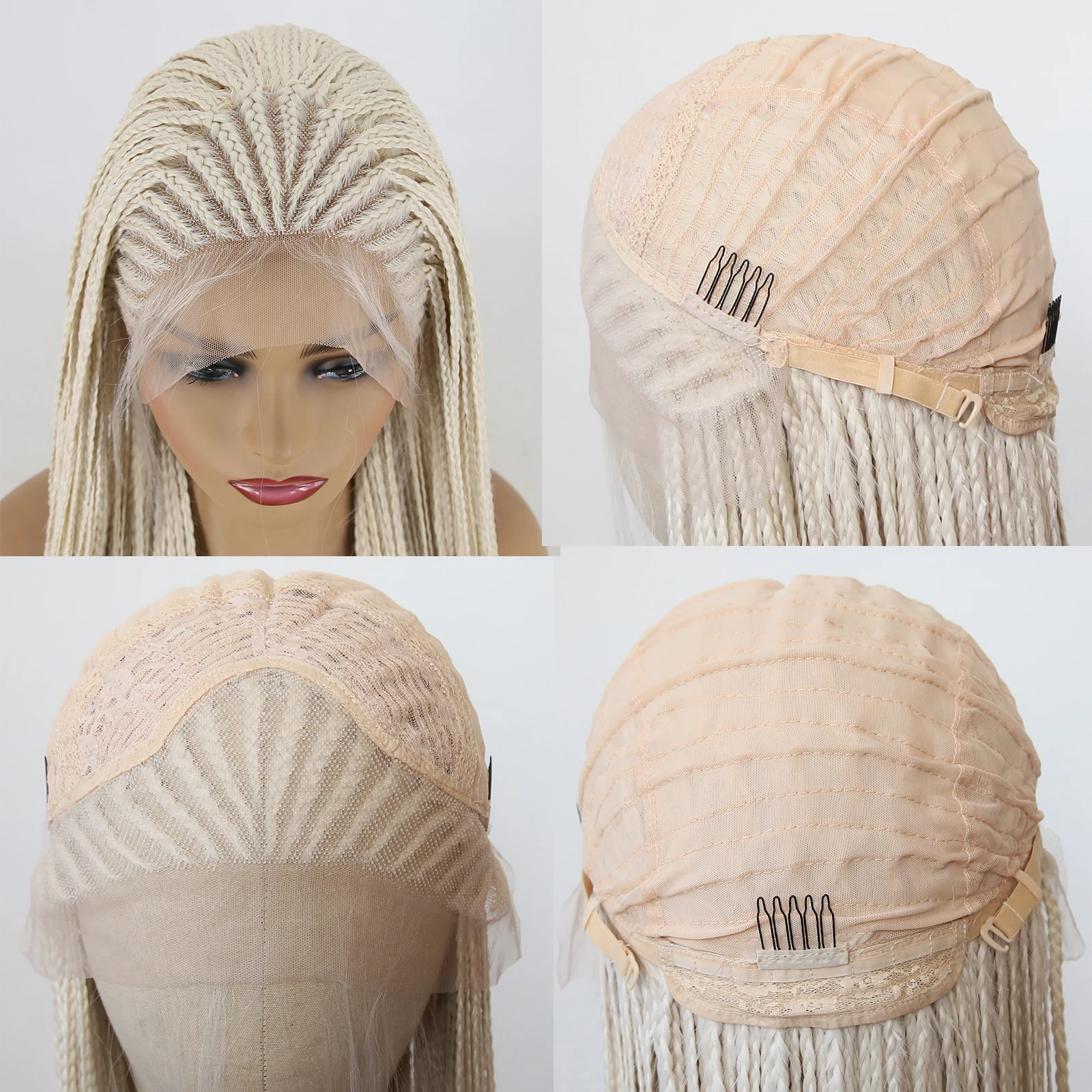 Thiswig-trançado caixa sintética trançada peruca dianteira do laço, resistência ao calor fibra cabelo para mulheres negras, mão tranças perucas, #60