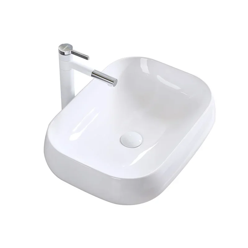 

White Minimalist Basin Washbasin Oval Square Washbasin Ceramic Basin Sink ceramic wash basin bathroom sink