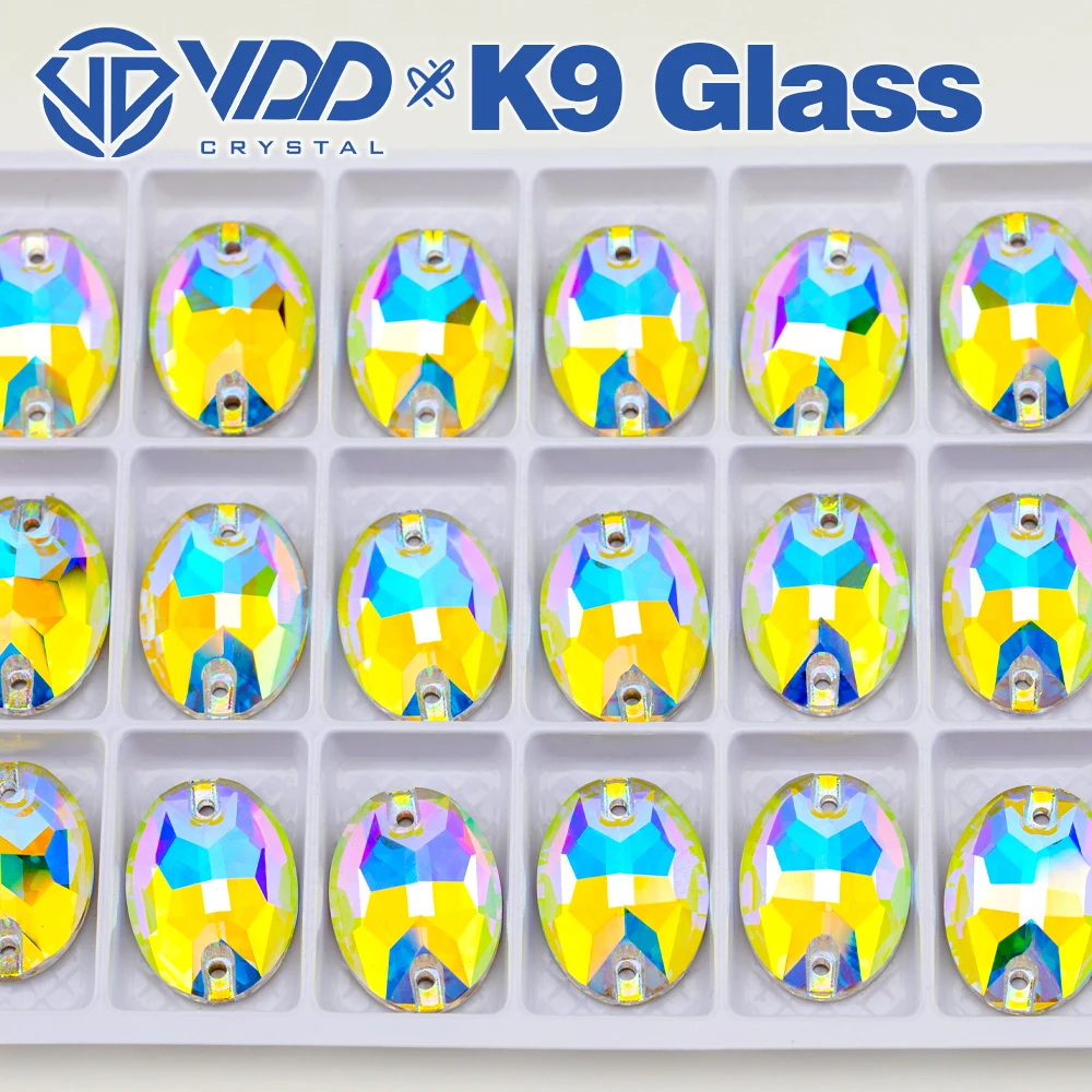 VDD S255 Kristall AB Oval AAAAA Top-Qualität K9 Glas Aufnähbare Strasssteine Kristall-Flachsteine zum Aufnähen für Kleidungsdekorationen – Detail 5