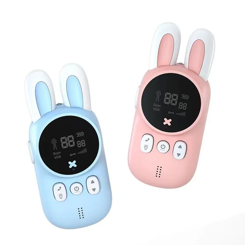 

2PCS Kids Rabbit Walkie Talkie Handheld Transceiver 3KM Range UHF Radio Lanyard Interphone Birthday Children Girls Mini Toys