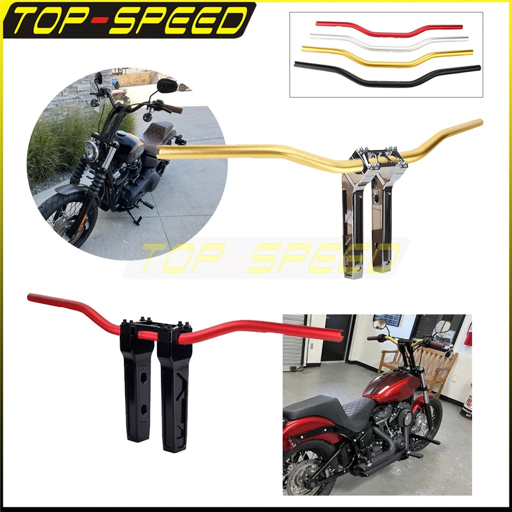 38mm Club Style Handlebar Riser Motorcycle Straight Pullback Handlebars Risers For Harley FLFB FLSL FXBB FXBR FXDRS FXFB FXLR