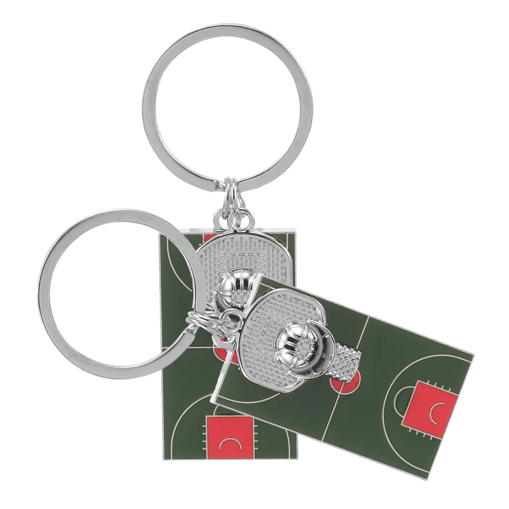 2pcs Mini Sports Style Basketball Court Keychain Pendant Basketball Luggage Keychains Sports Key Rings Basketball Accessories