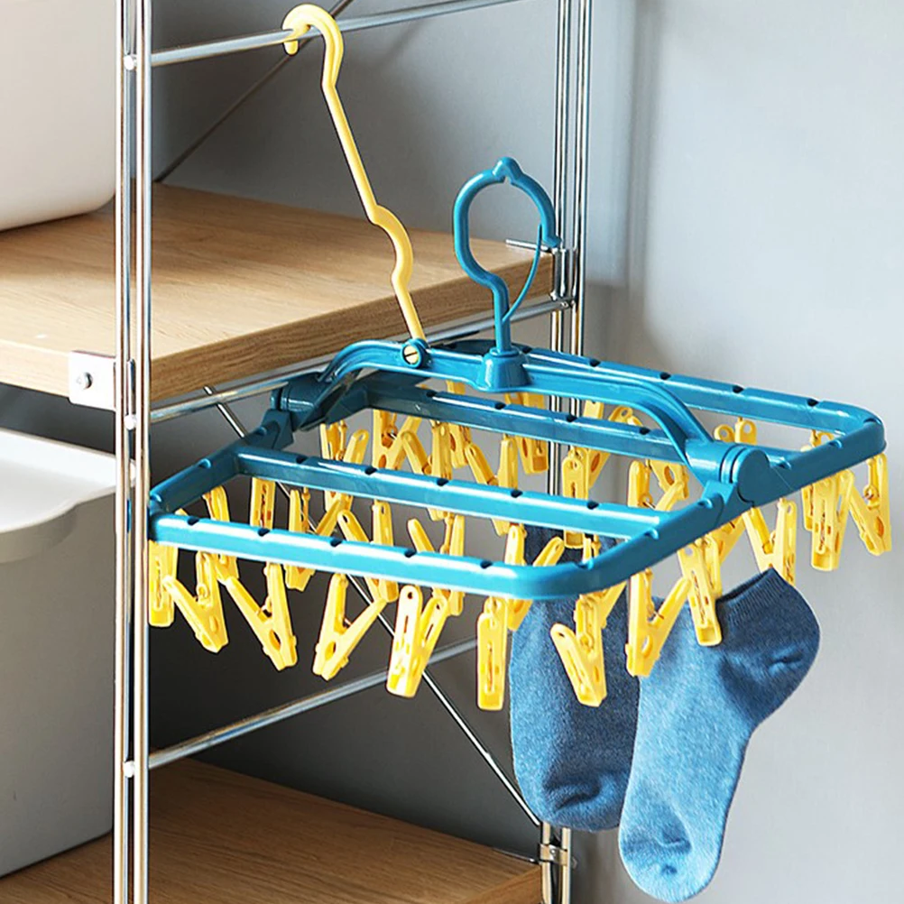

Clothes Drying Rack Foldable Hangers Anti Slip Clips for Socks Space Saving Hat ganizer Plastic Storage Solution