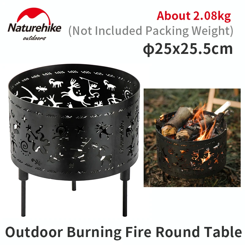 

Naturehike Burning Fire Round Table Outdoor Camping Picnic Iron Fire Rack Winter Warm Wood Stove Atmospheric Campfire Party