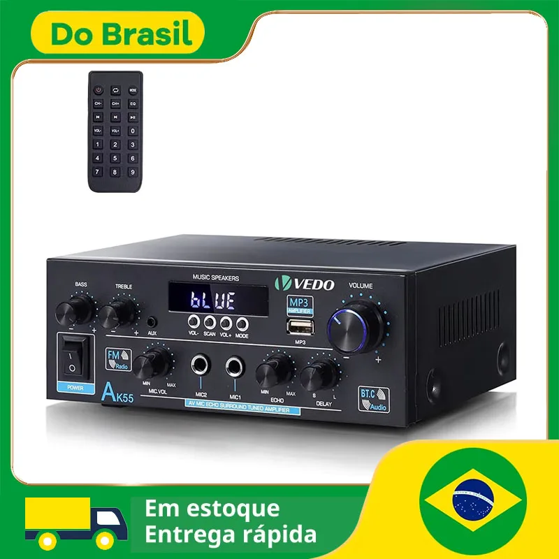 VEDO AK-55 Bluetooth 5,0 HiFi estéreo amplificador de audio digital receptor para altavoces domésticos (4-16Ω) sistema 600W de potencia de doble canal