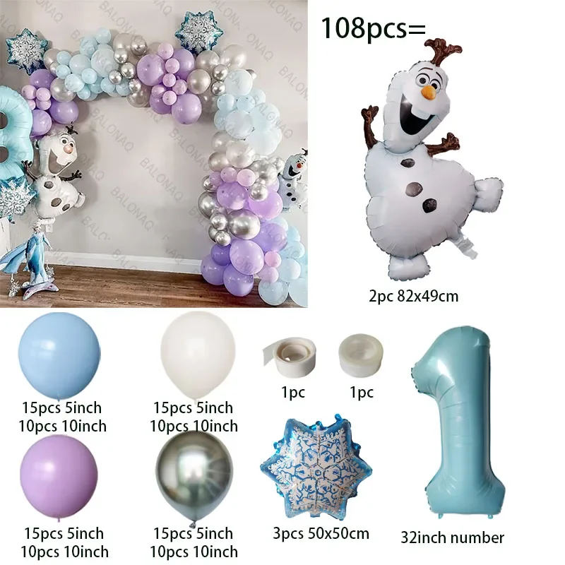 108pcs DISNEY Frozen Party Balloons Olaf Balloons 32inch Number Balloon Baby Shower Birthday Party Decorations Kid's Toys Globos