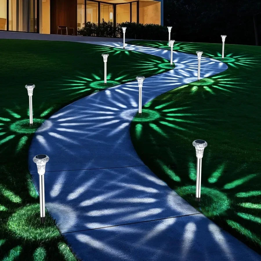 أضواء مسار الطاقة الشمسية الصغيرة في الهواء الطلق 12 حزمة مقاوم للماء ترقية مشرق LED أضواء الحديقة الشمسية الفولاذ المقاوم للصدأ أرض تعمل بالطاقة الشمسية
